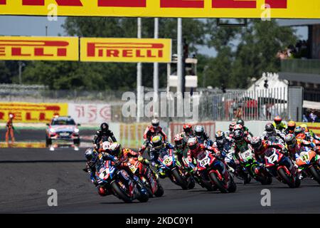 Start race 2 SBK during the Motul FIM Superbike Championship - Italian Round Sunday race during the World Superbikes - Circuit Pirelli Emilia-Romagna Round, 10-12 June 2022 on Misano, Italy. (Photo by Fabio Averna/NurPhoto) Stock Photo