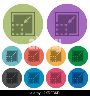 Minimize element solid darker flat icons on color round background Stock Vector