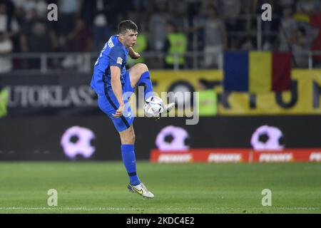 Daniel O'Shaughnessy in action during the UEFA Nations League -League B Group 3 match between Romania and Finland at Rapid Giulesti Stadium on June 11, 2022 in Bucharest, Romania. (Photo by Alex Nicodim/NurPhoto) Stock Photo