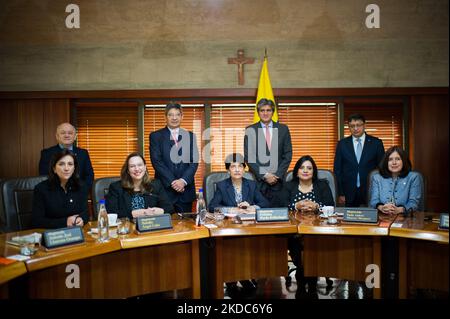 A general view of Colombia's Constitutional Court Magistrates posing during a photocall event with the Constituional Court magistrates in Bogota, Colombia, June 16, 2022. Colombia's constitutional court deliberated on abortion decriminalization in Colombia in early 2022. (Photo by Sebastian Barros/NurPhoto) Stock Photo