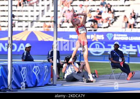 Yuliya Levchenko of Ukraine competes in high jump women during the IAAF Wanda Diamond League: Meeting the Paris at Stade Charlety on June 18, 2022 in Paris, France (Photo by Michele Maraviglia/NurPhoto) Stock Photo