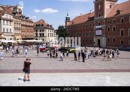 Russian tanks destroyed during the war exhibited at Castle Square in Warsaw as part of the exhibition ''For your freedom and ours''. 27 June, 2022, Warsaw, Poland (Photo by Krystian Dobuszynski/NurPhoto) Stock Photo