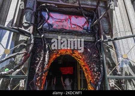 The entrance of 'The Lab', Stranger Things Netflix series experience venue in Madrid, Spain on June 27th, 2022. The visit in The Lab located at the Telefónica Building is fre for everyone. (Photo by Beata Zawrzel/NurPhoto) Stock Photo