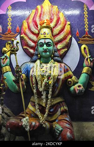 Figure of the Goddess Kali at the Kaliamman Kovil (Kali Amman Temple) in Batlagundu, Tamil Nadu, India, on May 15, 2022. (Photo by Creative Touch Imaging Ltd./NurPhoto) Stock Photo