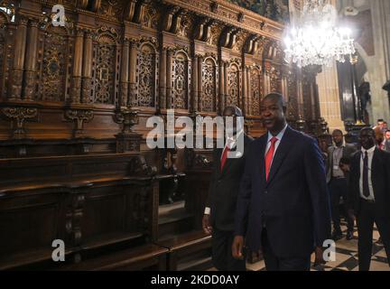 Nuno Gomes Nabiam (R), Prime Minister of Guinea-Bissau and Fidelis Forbs (L), Minister of Public Works, Housing and Urban Planning of Guinea-Bissau during the visit of Wawel Castle in Krakow. Both politicians traveled to Poland to take part in a major United Nations conference on urban development in Katowice this week. On Wednesday, June 29, 2022, in Wawel Castle, Krakow, Poland. (Photo by Artur Widak/NurPhoto) Stock Photo