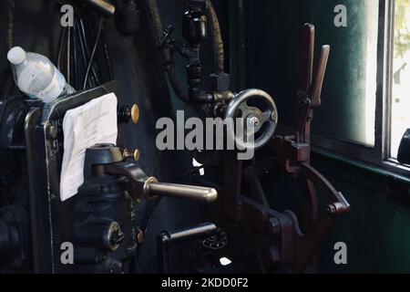 The valve and throttle of western Maryland scenic railroad train Stock Photo