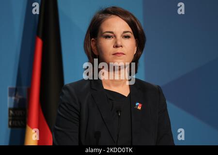 German Minister for Foreign Affairs Annalena Baerbock during the press conference on the final day of the NATO Summit in Madrid, Spain on June 30, 2022. (Photo by Jakub Porzycki/NurPhoto) Stock Photo