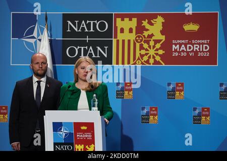 President of Slovakia Zuzana Caputova during the press conference on the final day of the NATO Summit in Madrid, Spain on June 30, 2022. (Photo by Jakub Porzycki/NurPhoto) Stock Photo