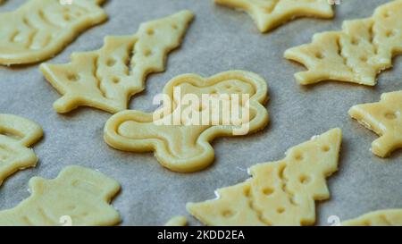 Christmas home made butter biscuits cookies. Gingerbread man cookie. Christmas spirit celebration  Stock Photo