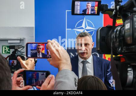 Vitali Klitschko, a mayor of Kyiv, is seen during the NATO Summit at the IFEMA congress centre in Madrid, Spain on June 29, 2022. (Photo by Beata Zawrzel/NurPhoto) Stock Photo