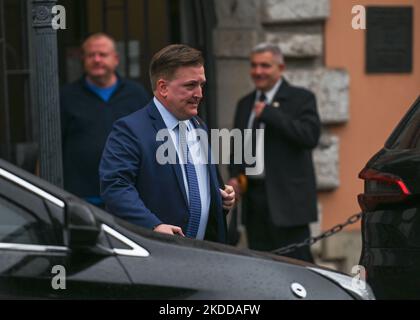 The U.S. Consul General in Krakow, Patrick T. Slowinski pictured leaving the US Consulate in Krakow. On Friday, July 08, 2022, in Krakow, Poland. (Photo by Artur Widak/NurPhoto) Stock Photo