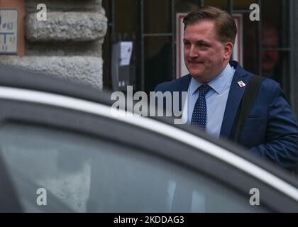 The U.S. Consul General in Krakow, Patrick T. Slowinski pictured leaving the US Consulate in Krakow. On Friday, July 08, 2022, in Krakow, Poland. (Photo by Artur Widak/NurPhoto) Stock Photo