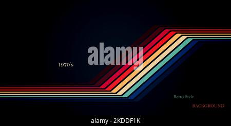 Abstract technology background retro style with colorful simple stripes lines 1970s vintage design Stock Vector