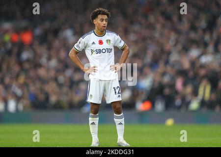 Tyler Adams #12 of Leeds United talks with Archie Gray #22 of Leeds United  after the Sky Bet Championship match Leeds United vs Cardiff City at Elland  Road, Leeds, United Kingdom, 6th