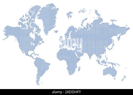 High-resolution map of the world split into individual countries. High-detail world map using dots digital economy infographic Stock Photo