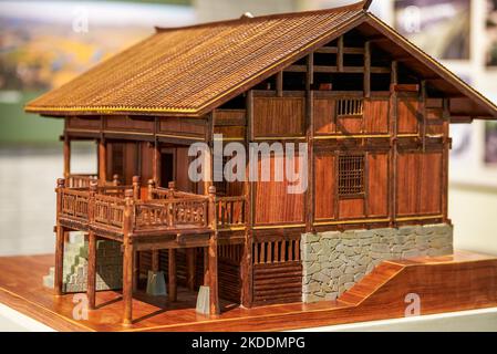 An exquisite wooden model of traditional Chinese architecture Stock ...