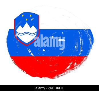 Slovenia flag with stroke brush painted effects on isolated white ...