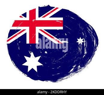 Australia flag painted on a distressed white stroke brush background Stock Photo