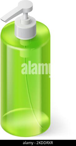 Single Green Bottle of Shampoo in Isometric Style Stock Vector