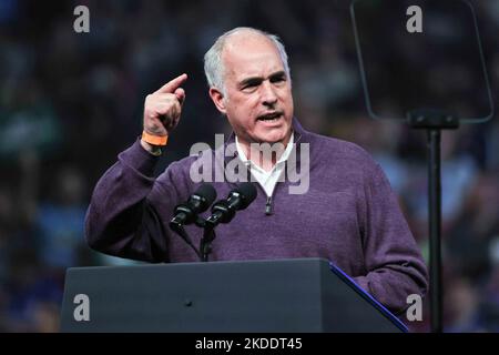 United States Senator Bob Casey, Jr. (Democrat of Pennsylvania) delivers remarks during a rally for the Democratic National Committee, gubernatorial candidate Josh Shapiro, and senatorial candidate John Fetterman Saturday, November 5, 2022; at The Liacouras Center in Philadelphia, Pennsylvania. Credit: Saquan Stimpson/CNP Stock Photo