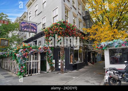 New York, NY - October 2022:  The Greenwich Village neighborhood has creative and colorful businesses. Stock Photo