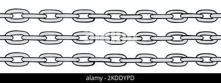 Silver chain seamless pattern. Handdrawn sketch of metal chains. Vector illustration isolated in white background Stock Vector