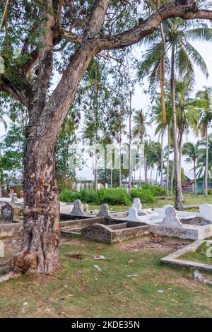 Badjao grave sites with 'sunduk' in Mindanao, Philippines Stock Photo