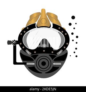 Diving helmet vector drawing - Commercial Diver Stock Vector