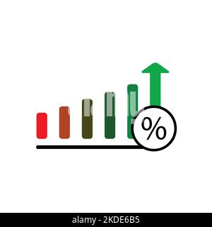 graph with arrow AND percentage Stock Vector