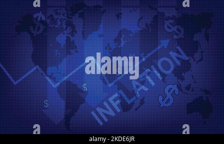 Inflation background worldwide due to pandemic. Graph showing increase in inflation Worldwide background concept Stock Vector
