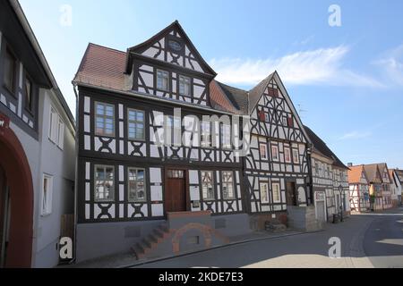 Half-timbered houses in Windecken, Nidderau, Wetterau, Hesse, Germany Stock Photo