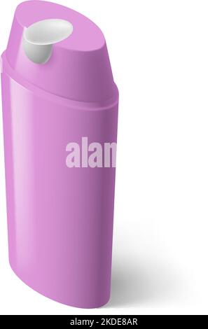 Single Magenta Isometric Bottle of Shampoo on White Stock Vector
