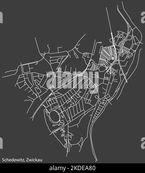 Street roads map of the SCHEDEWITZ DISTRICT, ZWICKAU Stock Vector Image