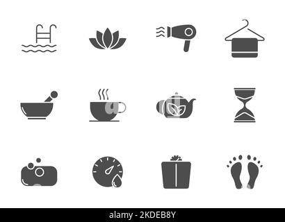 spa and sauna silhouette vector icons Stock Vector