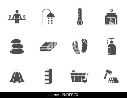spa and sauna silhouette vector icons Stock Vector