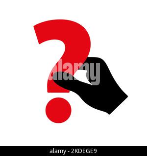 Hand holding a question mark. Flat vector illustration isolated on white background. Stock Vector