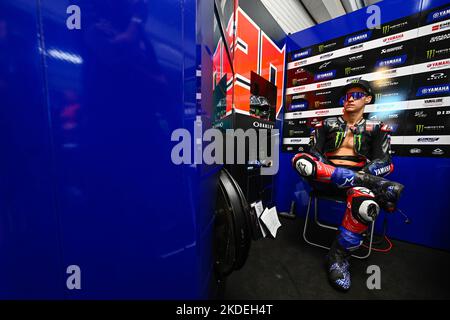 Valencia, Spain. 05th Nov, 2022. Qualifying for Motul Grand Prix of Comunitat Valenciana of MotoGP at Ricardo Tormo Circuit. November 05, 2022 In picture: Fabio Quartararo Clasificacion del Gran Premio de MotoGP de la Comunidad Valenciana en el Circuito Ricardo Tormo. 05 de Noviembre de 2022 POOL/ MotoGP.com/Cordon Press Images will be for editorial use only. Mandatory credit: © MotoGP.com Credit: CORDON PRESS/Alamy Live News Stock Photo