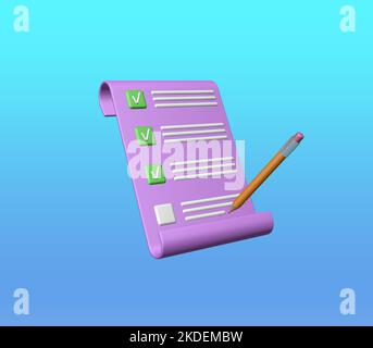 Notepad icon clipboard and pencil 3D Stock Photo - Alamy