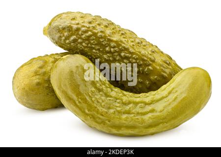 marinated pickled cucumbers isolated on white background, clipping path, full depth of field Stock Photo