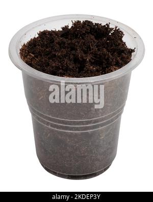pot with soil, isolated on white background, clipping path, full depth of field Stock Photo