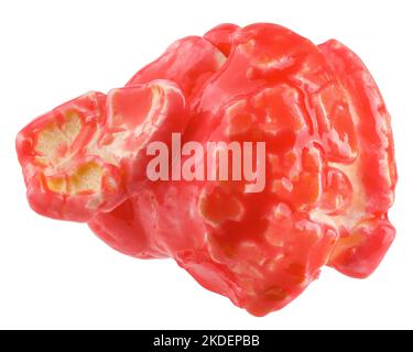 Colored fruity popcorn isolated on white background, clipping path, full depth of field Stock Photo