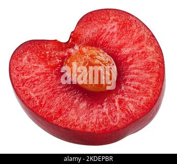 cherry slice isolated on white background, full depth of field, clipping path Stock Photo