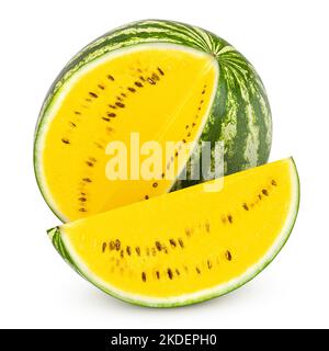 yellow watermelon isolated on white background, clipping path, full depth of field Stock Photo