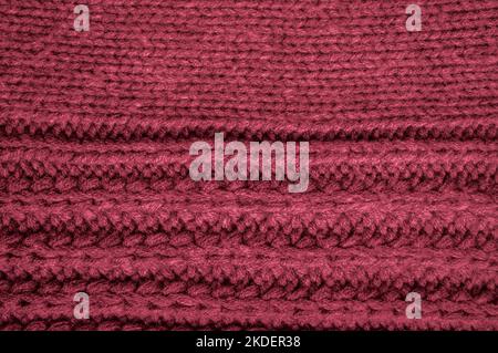 Handmade knit material with macro wool threads. Stock Photo