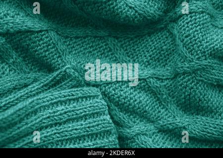 Handmade knitted texture with macro weave threads. Stock Photo