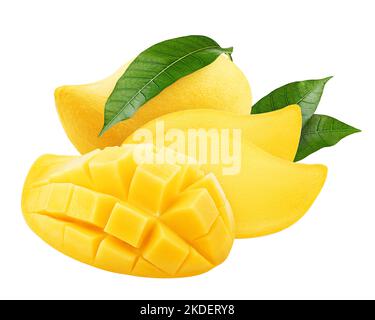 yellow mango isolated on white background, clipping path, full depth of field Stock Photo