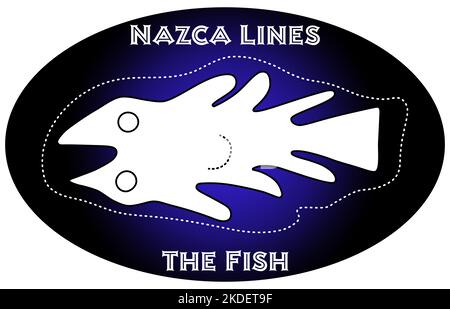 Geoglyph of the fish from Nazca, The Nazca Lines, Nazca Desert, Peru Stock Photo