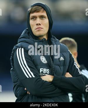 Liverpool, England, 5th November 2022. Jannik Vestergaard of Leicester City  during the Premier League match at Goodison Park, Liverpool. Picture credit should read: Lexy Ilsley / Sportimage Stock Photo