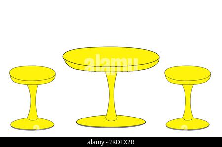 cat cafe with cats with sixtie’s style table and stools. Stock Photo