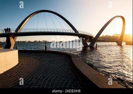 Famous Elizabeth Quay Bridge in Perth. Stock Photo